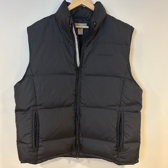 QUEST Sz L Black Down Puffer Vest Warm Outdoor Insulated Layer - Picture 1 of 8